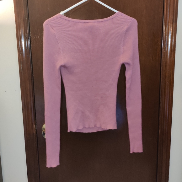 NWT Pink Ribbed Front Tie Shirt - Picture 4 of 4